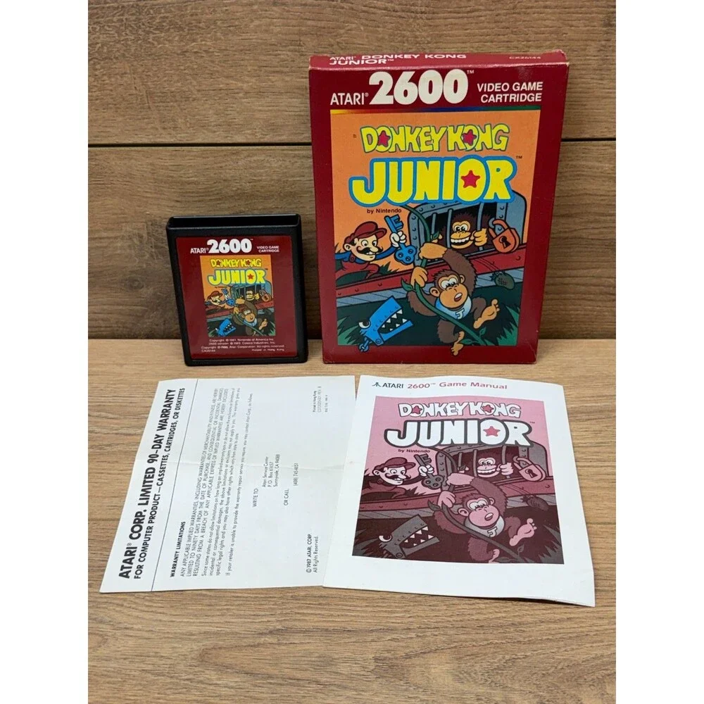 Donkey Kong Junior (Atari 2600, 1988) Complete CIB w/ Manual Warranty Card & Box